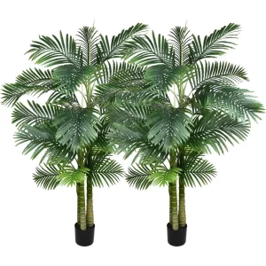 2 Pack 6 Feet Artificial Areca Palm Tree  in Pot Modern Decoration