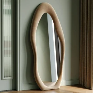 Full Length Mirror, 63" x 24" Hanging or Leaning Mirror, Irregular Wavy